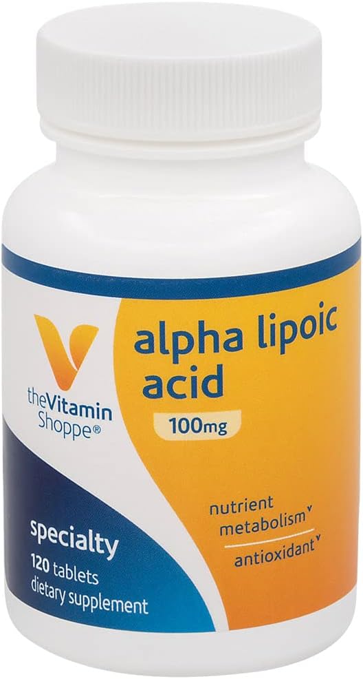 The Vitamin Shoppe Alpha Lipoic Acid 100mg Natural Antioxidant for Cellular Energy Function (120 Capsules)