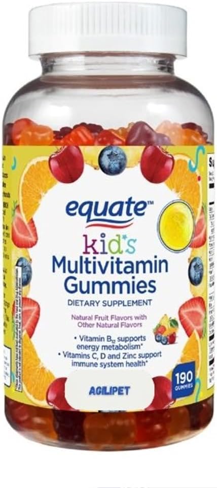 Equate Kids Multivitamin Gummies Natural Fruit Flavors 190 Count (Pack of 1) Sticker