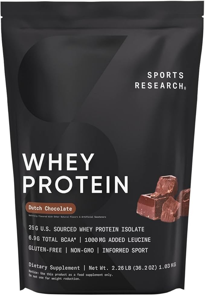 Sports Research Multi Flavor Hydrate Electrolytes Packets Dutch Chocolate Flavored Whey Protein Isolate Powder and Unflavored L-Glutamine