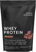 Sports Research Whey Protein Isolate - Sports Nutrition Protein Powder 25g per Serving - 2.27lb Bag Whey Protein - Dutch Chocolate Bulk Protein Powder 25 Servings