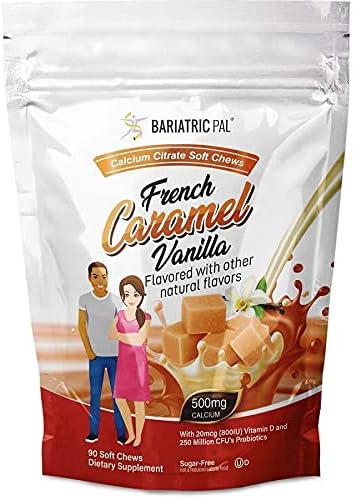 BariatricPal Duodenal Switch Complete 30-Day Supply Vitamin Pack (Capsule with 45mg Iron Calcium Citrate Soft Chews with Probiotics - French Caramel Vanilla)