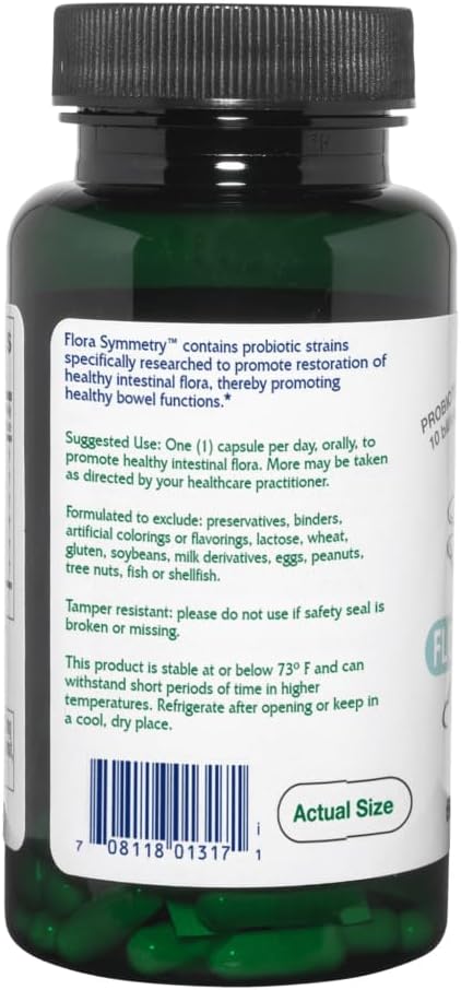 Vitanica Flora Symmetry Shelf Stable Probiotic Supplement Dr Formulated Probiotics for Women Probiotics for Men and Adults Acidophilus Probiotic Non-GMO Vegan 60 Capsules