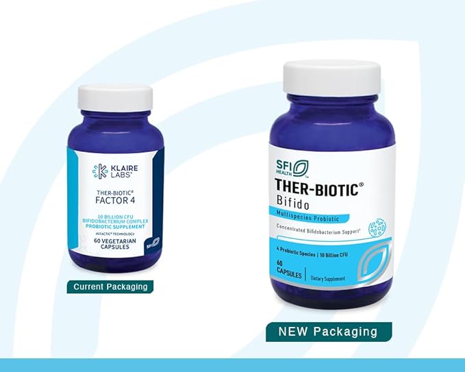 Klaire Labs SFI Health Ther-Biotic Factor 4-10b CFU Bifidobacterium Bifidum Probiotic with Breve Lactis &amp Longum - Immune + Gut Health Support - Hypoallergenic Bifidobacterium Probiotic (60 Caps)