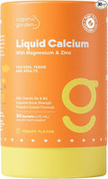 Organic Garden Liquid Calcium with Magnesium &amp Zinc for Bone Support - Triple Calcium Complex Vitamin D3 &amp K2 Yogurt Flavor 30 Single-Serve Sachets (10mL Each) (1)