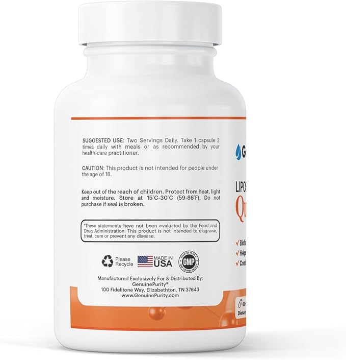 250mg Liposomal Quercetin Supplements - 60 Vegan Capsules to Support Antioxidant Defense Cellular Health &amp Immune System - Quercetin Capsules Perfect for Healthy Aging and Vitality
