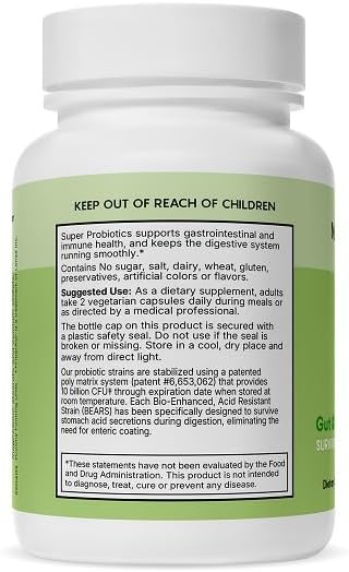 Natural Wellness Super Probiotic + Prebiotic Blend – 10 Billion CFUs with 8 Strains – Probiotics for Women &amp Men for Digestive Health Gut Balance &amp Immune Support – Non-GMO 30-Day Supply