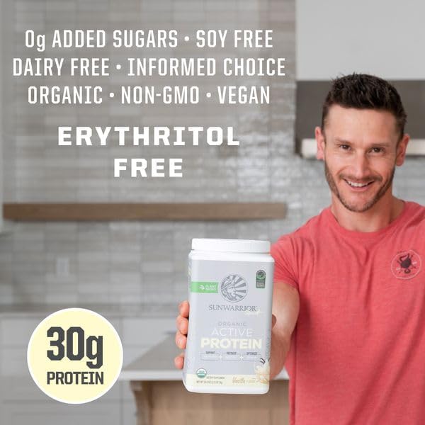 Sunwarrior Creatine Powder &amp Vanilla Active Organic Protein Powder Set | Bundle &amp Save | Vegan Protein Plus Unflavored Creatine Monohydrate (60 Servings Unflavored 20 Servings Vanilla)
