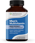 LifeSeasons Men's Multivitamin – High Potency with 21 Vitamins &amp Minerals PureWay-C® NAD+ Active B-Vitamins TRAACS® Chelates enXtra® for Energy Probiotics &amp Mushrooms – 120 Veg Capsules