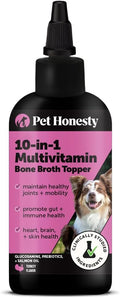 Dog Multivitamin Supplement with Salmon Oil for Dogs - Allergy Itch Relief Digestion Skin &amp Coat Health Liquid Supplement - Dog Food Topper Bone Broth with Prebiotics (12 oz)