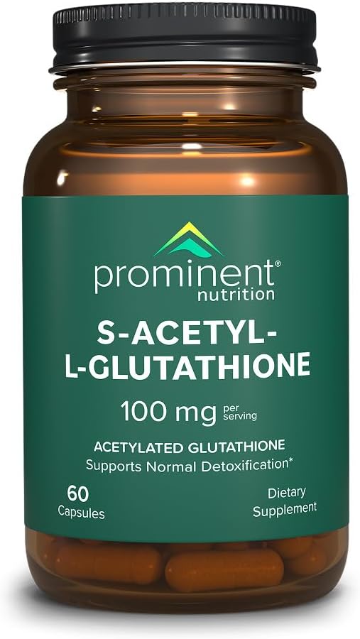 Prominent Nutrition S-Acetyl L-Glutathione Supplement - Clinically Researched Emothion Acetylated Glutathione for Normal Liver Detoxification Support &amp Optimal Antioxidant Effect Vegan - 1 Pack