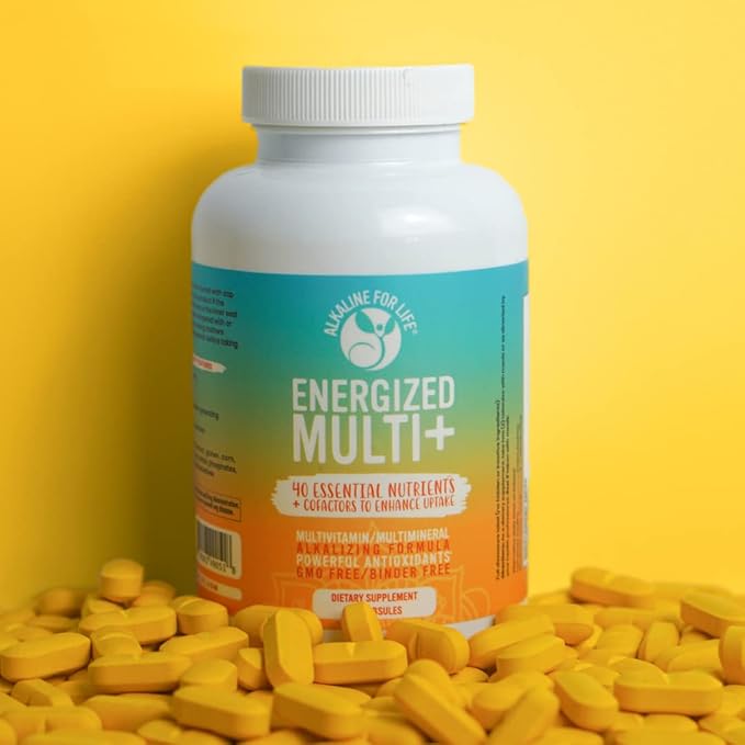 Energized Multi - Potent Multivitamin with 40 Fully Bioavailable Nutrients B Complex Vitamins Vitamin D Vitamin C Vitamin K Zinc Quercetin Calcium Magnesium in Alkalizing Forms - 60 tabs