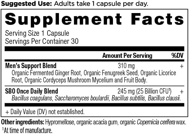 Ancient Nutrition Probiotics for Men SBO Probiotics Men's Once Daily 30 Ct for Healthy Digestion and Immune System Function Support 25 Billion CFUs* Per Serving