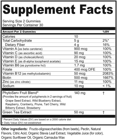 Dr. Kellyann Harmony Vitality Gummies | Mixed Berry | B12 Biotin Green Tea Prebiotic Fiber &amp Superfoods | Vegan Non-GMO Gluten-Free | 60 Gummies