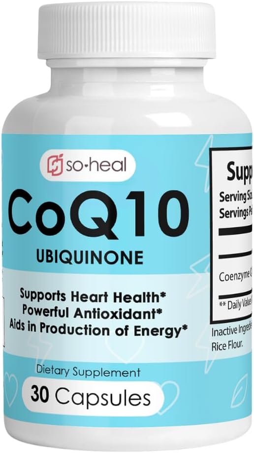 CoQ10 Ubiquinone (Coenzyme Q10) Capsules - Heart Health Health Pressure Energy Production Increased Bioavailability Coenzyme CoQ10 for Women &amp Men - Made in USA