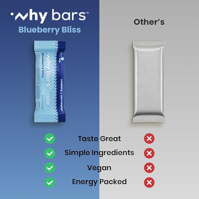 Why Bars Superfood Protein Bars 2.04 Ounce Bars - Protein Bar Superfood Gluten Free Non GMO Organic Vegan Simple Ingredients (Blueberry)