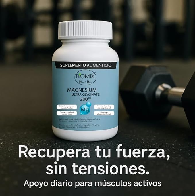 Biomix Magnesium Ultra Glycinate 200 – 200 mg Elemental Magnesium per Capsule – 90 Vegan DRcaps 45–90 Day Supply – Highly Bioavailable Gentle on Stomach No Oxide Gluten Free Non-GMO