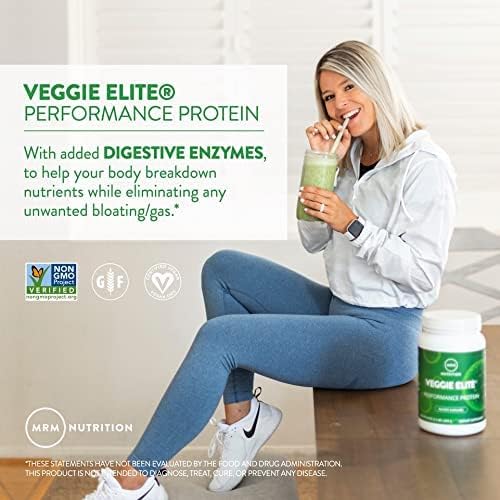 MRM Veggie Elite Performance Protein - Chocolate Mocha Plant-Based Powder 24g Protein per Serving with BCAAs &amp Digestive Enzymes Clinically Tested - Vegan Gluten-Free - 31 Servings
