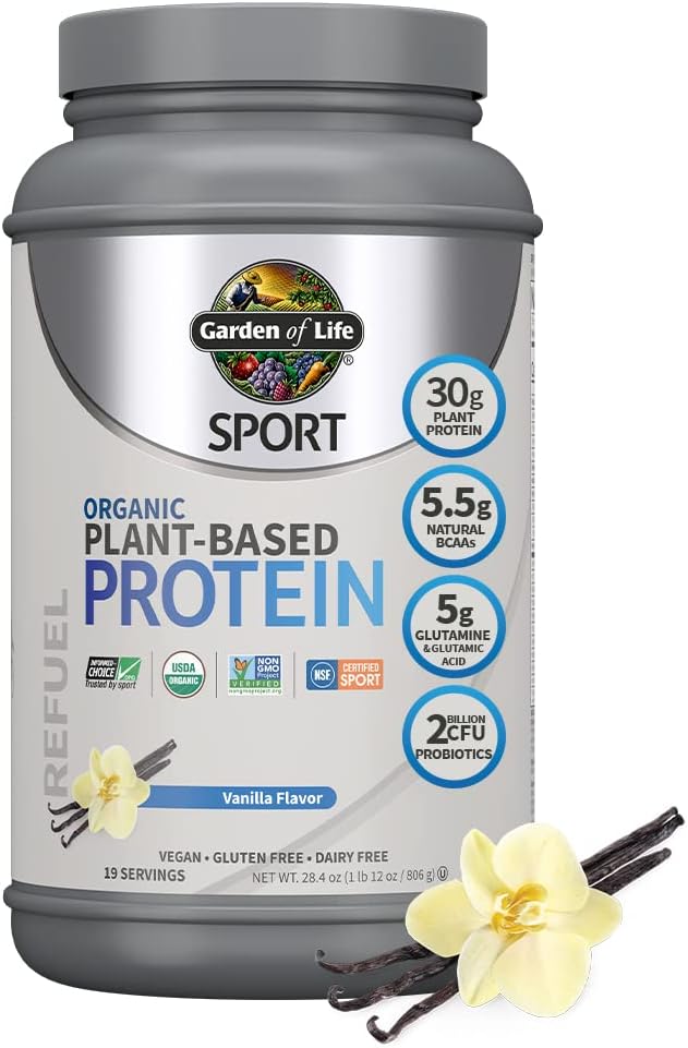 Garden of Life Organic Vegan Sport Protein Powder Superfood Juiced Greens Powder - Probiotics BCAAs Antioxidants 30g Plant Protein 2 Billion Probiotics Non GMO