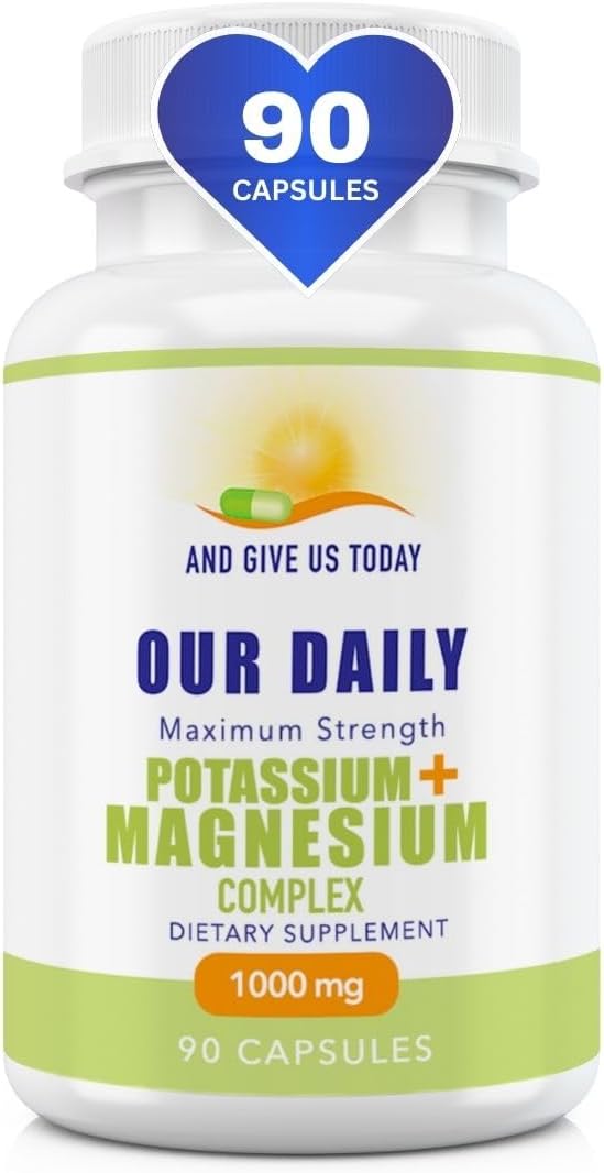 Daily Vites Potassium Magnesium Supplement 1000mg – 90 Capsules – Potassium 500mg &amp Magnesium 500mg – Magnesium Aspartate Glycinate Oxide Gluconate &amp Citrate – Muscle Heart &amp Electrol