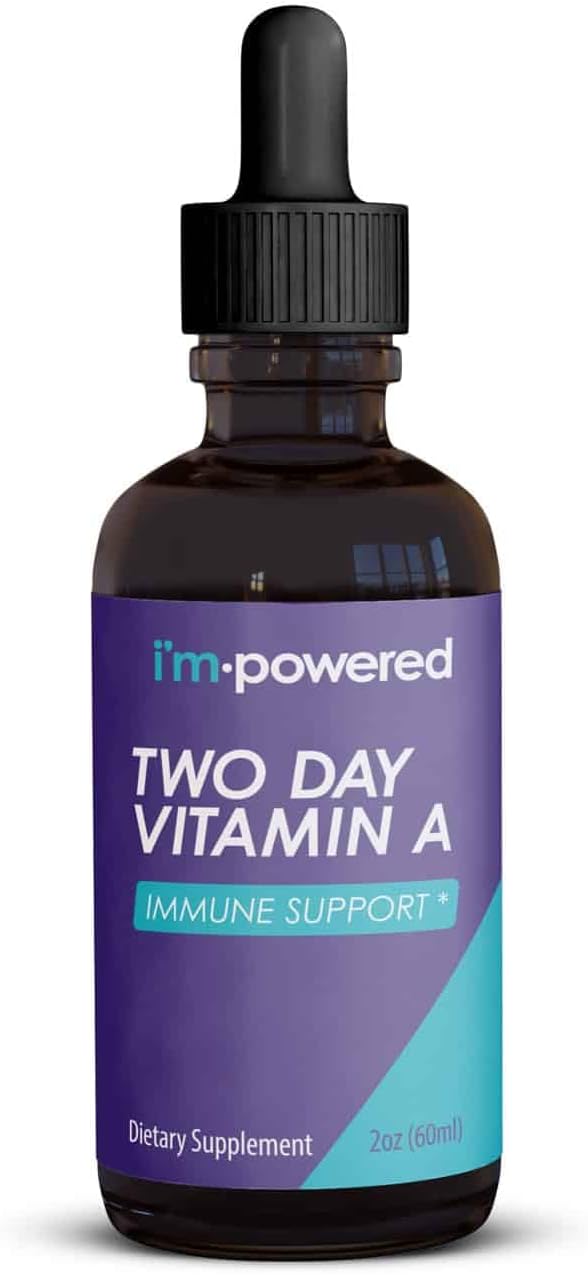 I'm Powered Two Day Vitamin A - 2 oz Natural Vitamin A Drops 400000 IU per Serving (3 ml) Supports Immune Health