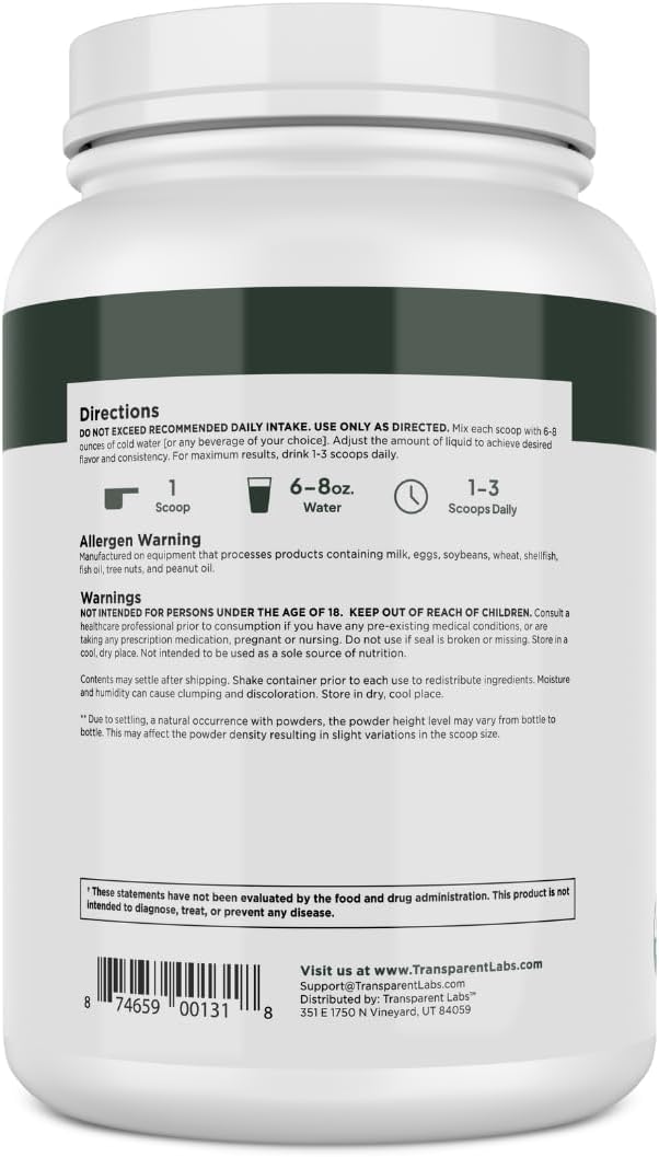 Transparent Labs 100% Pea Protein Powder - 28g Organic Plant Protein per Serving Clean Pea Isolate Powder USDA Organic Vegan Gluten-Free Sugar-Free Non-GMO - 30 Servings Chocolate