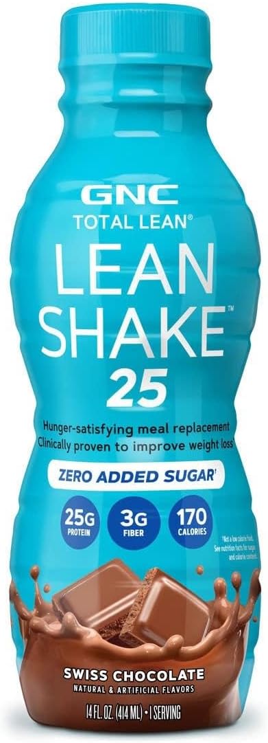 GNC Total Lean Lean Shake 25 - Swiss Chocolate - 12 Bottles