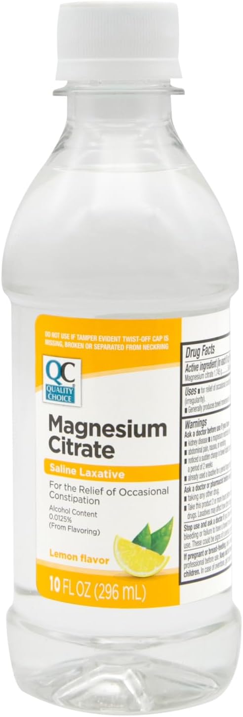 Quality Choice Magnesium Citrate Oral Solution Saline Laxative for The Relief of Occasional Constipation Lemon Flavor 10 Fl Oz (5)