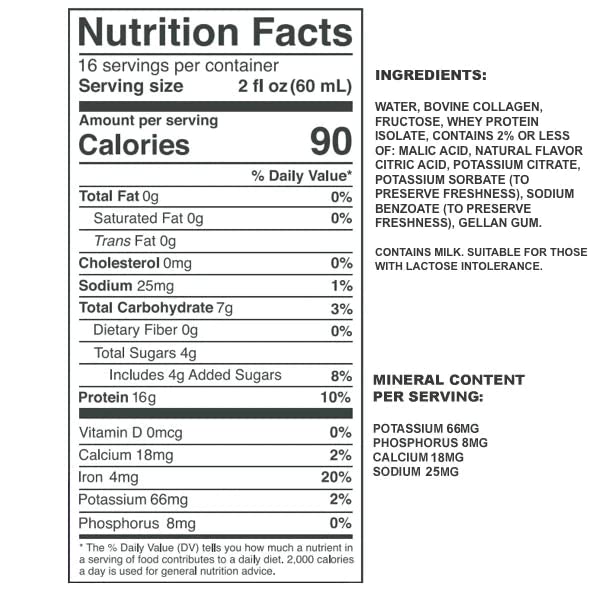 Vidafuel Protein Drink 16g protein per 2oz shot 32 fl oz carton 2 Pack berry and citrus collagen and whey drink no artificial sweeteners