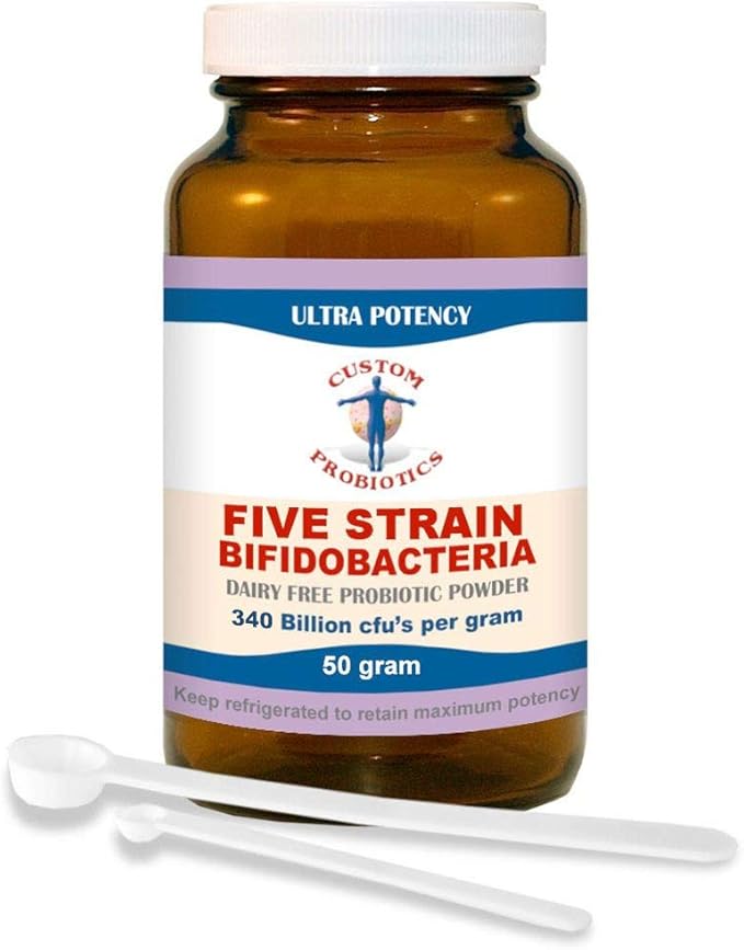 Five Strain Bifidobacteria Probiotic Powder by Custom Probiotics (50 gram)