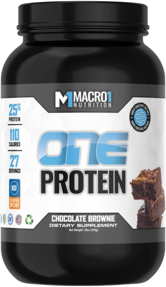 Macro1 Nutrition ONE Protein Powder Whey and Casein Blend Low Calorie Baking Protein - 27 Servings | NSF Certified for Sport