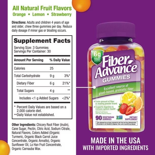 ikj Plant Based Prebiotic Fiber Supplement Gummies Natural Fruit 90 Count
