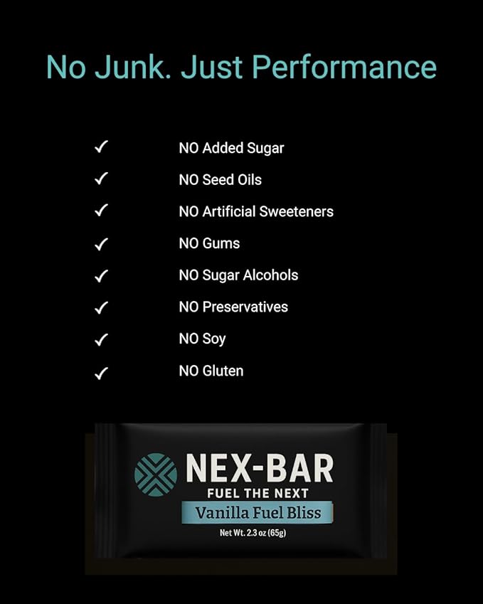 NEX-BAR Vanilla Fuel Bliss Protein Bars - 8 Pack (19G Protein) No Added Sugar No Artificial Sweeteners