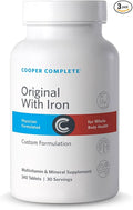 Cooper Complete - Original Comprehensive Multivitamin with Iron - Daily Multivitamin and Mineral Supplement - 240 Tablets per Bottle. Pack of 3