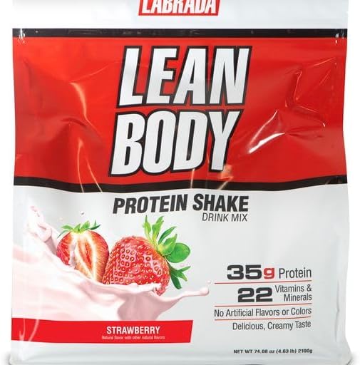 Lean Body All-in-One Strawberry Protein Shake. 35g Protein Whey Blend 7g Healthy Fats &amp Fiber 22 Vitamins and Minerals No Artificial Colors Gluten Free (4.6lb) Packaging May Vary