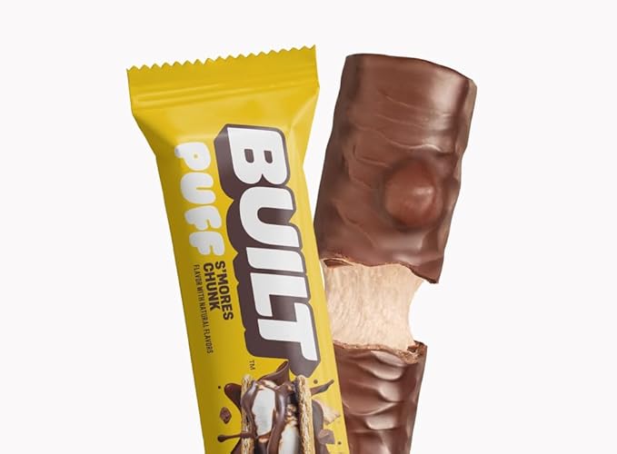BUILT Bar Puff Protein Bars - S'mores - 15g Protein Snack Bars with Collagen - Calorie Conscious No Gluten Free - 12 Count