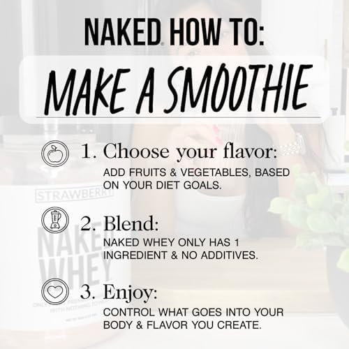 NAKED Whey Protein Powder 1LB (15 Servings) Pure Micronized Creatine Monohydrate 500g (100 Servings) – Grass-Fed Bulk Non-GMO Gluten Free Soy Free