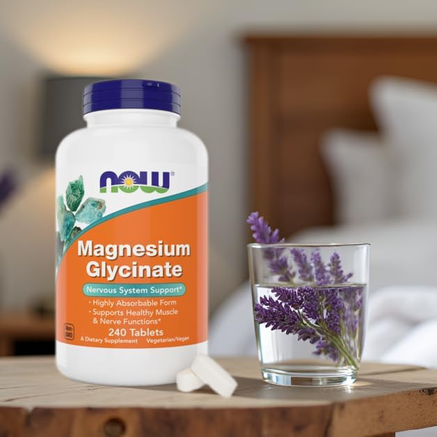 Now Foods Magnesium Glycinate 240 Tablets - Supports Healthy Muscle and Nerve Functions - Non-GMO