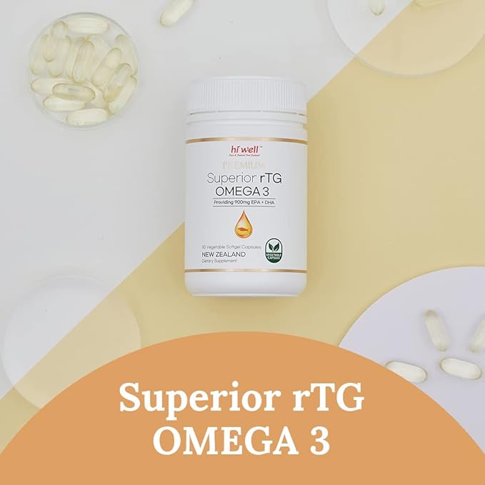 (Pack of 3) Hi Well Premium Superior rTG Omega 3 90Vegetable Softgel Capsules
