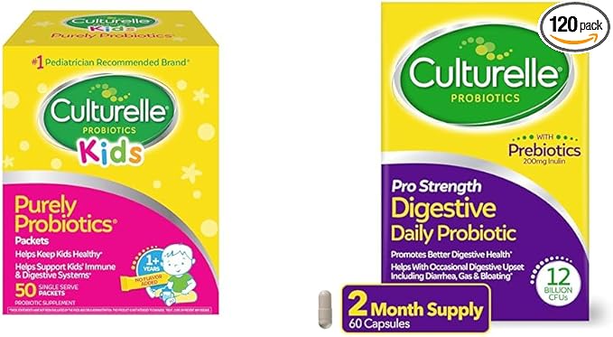 Culturelle Kids Purely Probiotics Packets Daily Supplement &amp Pro Strength Daily Probiotic Digestive Health Capsules