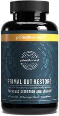 Primal Harvest Restore for Gut Health Primal Gut Restore w/POSTbiotics PREbiotics and PRObiotics for Women and Men 60 CT - Digestion Colon Cleanse Immunity Support - Helps Leaky Gut Repair