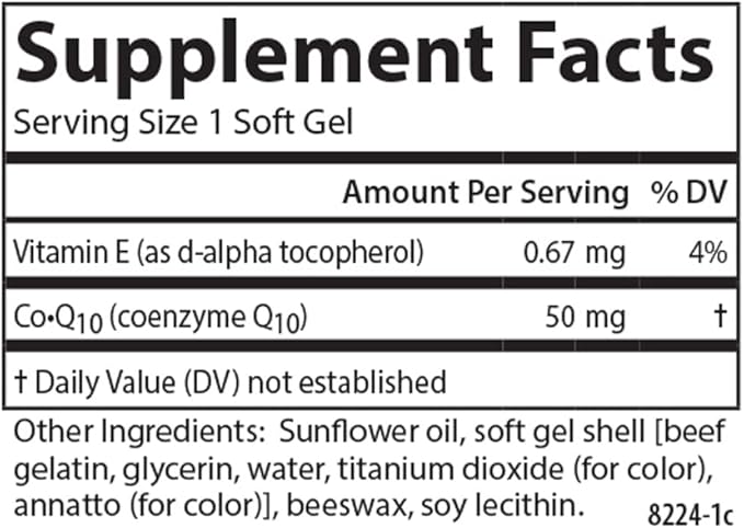 Carlson - Co-Q10 Co-Enzyme Q10 50 mg Energy Production &amp Heart Function 60 Softgels