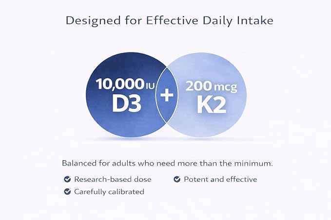 Vitamin D3 + K2 10000 IU D3 200 mcg K2 90 Capsules