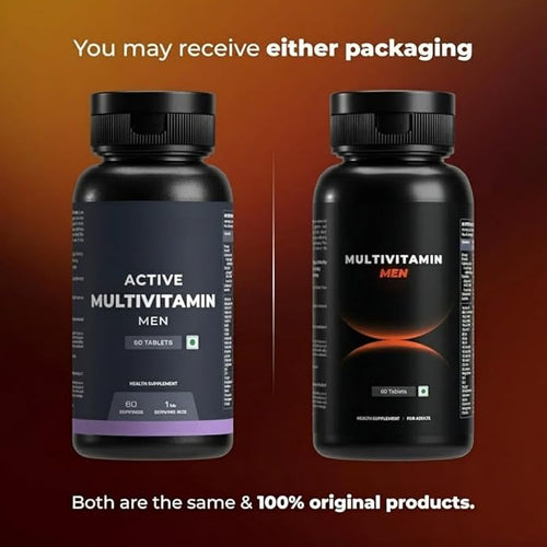 Active Multivitamin for Men - 60 Tablets | 25 Vital Vitamins &amp Minerals with Zinc Vitamin C D and B12 | Enhances Energy Stamina &amp Immunity