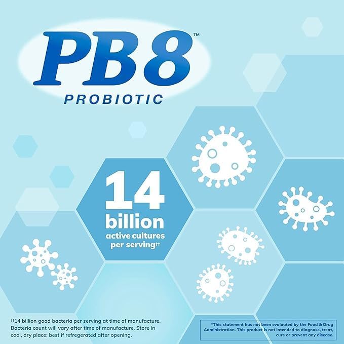 PB8 Probiotic - 3 Pack - 120 Capsules Per Bottle - Supports Digestive Health - 14 Billion CFU - 8 Beneficial Strains - No Milk Gluten or Soy