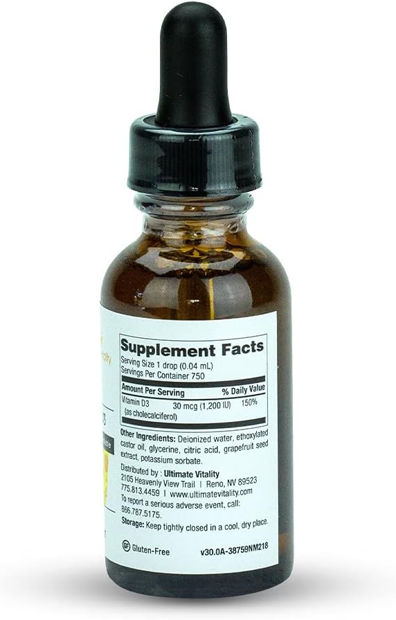 Micellized Vitamin D3 Liquid 750 Servings 1200 IU Per Drop Best Value Natural Soy Free Water Soluble - 1 Ounce