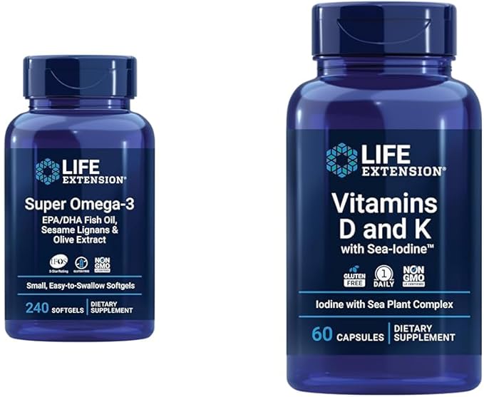 Life Extension Super Omega-3 EPA/DHA Fish Oil &amp Vitamins D and K with Sea-Iodine