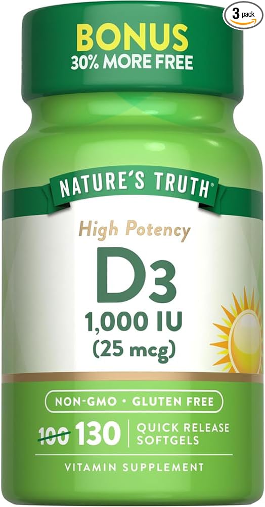 Nature's Truth Vitamin D3 1000 iu 130 Count (Pack of 3)