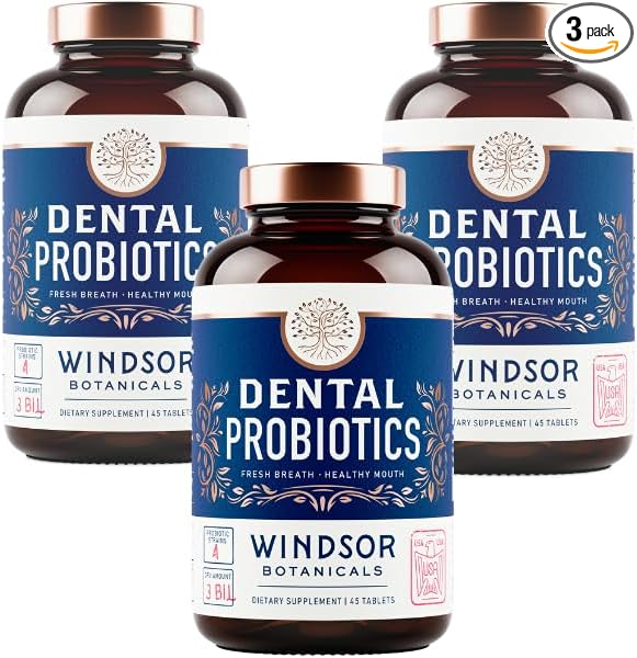 3-PACK Oral Probiotics for Teeth and Gums - 3BN CFU Lactobacillus Salivarius Acidophilus Rhamnosus - Bad Breath Treatment for Adults - 135 Chewable Mint Dental Probiotic Tablets for Women &amp Men