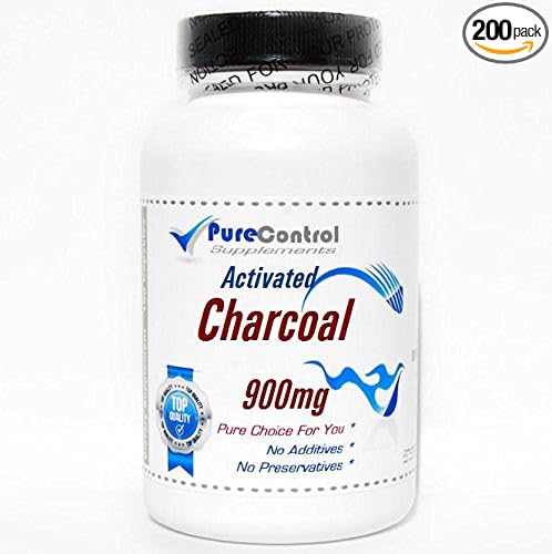 Activated Charcoal 900mg // 200 Capsules // Pure // by PureControl Supplements