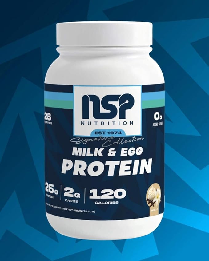 NSP Nutrition Milk &amp Egg Protein Powder | 26g Protein | 28 servings | perfect for sensitive stomachs | no bloating | build muscle | protein for sensitive stomachs German Chocolate Cake